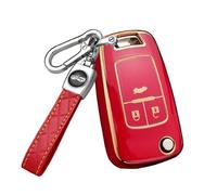 HIBEYO Smart Autoschlüssel Hülle passt für Opel Schutzhülle Schlüsselhülle Fernbedienung Cover TPU für Chevrolet Aveo Opel Corsa Astra Zafira Mokka Schlüsselbund Schlüsselanhänger 3 Tasten(Rot)