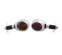 HIGHSIDER Smart Ochsenauge Bulb Bar End Blinker Körper Chrom / Linse getönt (Paar), Vorne