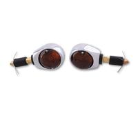HIGHSIDER Smart Ochsenauge Bulb Bar End Blinker Körper Chrom / Linse getönt (Paar), Vorne