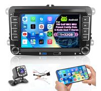 Hikity 1+32GB Autoradio Navi Für VW Passat Golf MK5 MK6 Caddy Polo T-Ouran Seat,7 Zoll Touchscreen Android 13 Din 2 Radio mit GPS,WiFi, Mirror Link, Bluetooth, UKW-Radio, MIC, Rückfahrkamera