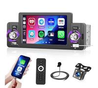 Hikity 1 Din Autoradio Wired Carplay Android Auto mit 5 Zoll Bildschirm Auto Radio Touch Display mit Bluetooth Freisprecheinrichtung Mirror Link FM Radio USB SWC Externes Mikrofon + Rückfahrkamera