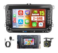Hikity 2+64G Android Autoradio für VW Golf 5 Golf 6 Skoda Polo Passat Tiguan Touran Wireless Carplay Android Auto, 7 Zoll Autoradio mit Bildschirm Navi Bluetooth EQ FM/RDS USB Rückfahrkam