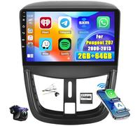 Hikity 2GB+64GB Android 15 Autoradio für Peugeot 207 2009-2013 Radio Wireless CarPlay Android Auto Bluetooth Freisprecheinrichtung 9" Bildschrim Auto Radio mit Navi Rückfahrkamera