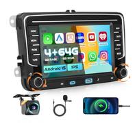 Hikity 4+64GB Android 15 Autoradio für VW Golf 5 6 Passat Polo Tiguan Touran Caddy Skoda, Bildschrim 7" Auto Radio mit Wireless CarPlay Android Auto Bluetooth Mirror Link Navi GPS EQ DSP WiFi FM