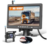 Hikity 7 Zoll Monitor, Kabellos Stabile Digital Rückfahrkamera Kit, für Van LKW SUV Pickup, mit IP68 wasserdichte Backup Kamera, DIY Gitterlinien, Weitwinkel Rückfahrkamera, Nachtsicht Set(12-36 Volt)