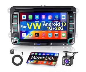 Hikity Android Autoradio mit Navi für VW Passat b6 b7 Golf 5 6 Plus Touran Seat Skoda Wireless Carplay Android Auto, 7Zoll Touchscreen Radio mit GPS WiFi Bluetooth Mirror Link FM EQ SWC Rückfahrkamera