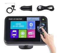 Hikity DAB/DAB+ Tragbarer Radio Adapter mit 2.4 Zoll Color Large LCD Display für Android Autoradio mit Bluetooth-Freisprechtelefon AUX-IN FM Transmitter Empfänger Adapter Tragbarer
