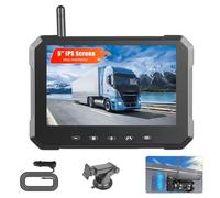 Hikity Magnetisch Solar Rückfahrkamera Kabellos Monitor Set,5 Zoll IPS Monitor mit IP69 wasserdichte Nachtsicht rückfahrkamera,Einfache Installation für Wohnmobile,Camper und LKWs