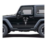 Hirsch Aufkleber Folie Dekor für Auto Kfz Zubehör Reh Kopf Motiv Rehwild Rotwild Jagen Jäger Förster Jagd Autoaufkleber (Silber Metallic, KX043 Set groß)
