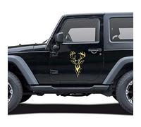 Hirsch Aufkleber Folie Dekor für Auto Kfz Zubehör Reh Kopf Motiv Rehwild Rotwild Jagen Jäger Förster Jagd Autoaufkleber (Gold Metallic, KX043 Groß)