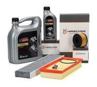 HIRSCHER Filterset + 6L ORIGINAL 5W30 Motoröl für FORD MONDEO 3 MK3 2.0/2.2 TDCi