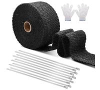 Hitzeschutzband Auspuff, 6mx5cm Auspuff Dichtband Hitzeschutz Auspuff Bandage mit 10 Kabelbinder Edelstahl Hitzeschutzband Selbstklebend für Fächerkrümmer Thermoband Krümmerband Auto Motorrad Auspuff