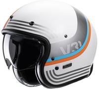 HJC V31 Byron Retro Jethelm, weiss-blau-orange, Größe M für Männer