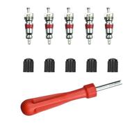 HJDJBD Ventilausdreher Autoventil Schlüssel Autoventil Ventilschlüssel Set für PKW LKW Fahrrad Motorrad Reifenventil Werkzeug mit 5 Ventileinsatz Robust & Handlich, 11 cm