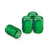 HJHYYHG 4 Stück Metall Auto Reifen Ventilkappen, für OPEL Grandland X Mokka X Zafira C Auto Reifenventilkappen, Schmücken Schützen Zubehör,Green