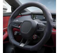 HJYOUXUAN Lenkradbezug Leder für Skoda Enyaq Coupe, Lenkrad Bezug Lenkradschutz - Auto Zubehör Innenraum - Lenkradhülle für Sommer & Winter,Black