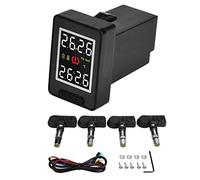 Hlyjoon Reifendruckkontrollsystem 0-116PSI Auto TPMS Reifendruck Kontrollsystem 8V-16V IP5K4K Wasserdicht Kfz Reifendrucksensor Farbdisplay mit 4 Internen RDKS Sensoren