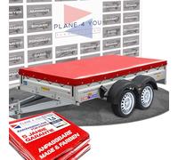 Hochwertige Humbaur 211 x 137 cm Anhängerplane - wasserdichte Anhänger Plane nach Maß - Flachplane - Hochglanz Rot