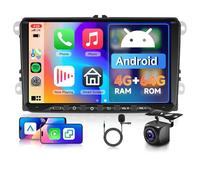 Hodozzy 4G+64G Android Autoradio Für VW Golf 5 6 Polo Passat Skoda Touran Tiguan Seat, 9 Zoll Touchscreen mit Carplay Android Auto, Radio mit Navi Wifi Bluetooth DSP FM/RDS Radio Canbus Rückfahrkamera