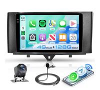 Hodozzy 4GB+128GB Android Autoradio für Mercedes Benz Smart Fortwo W451 2011-2015 Carplay Wireless Android Auto, 9 Zoll InCell Touchscreen 2 Din Radio mit GPS Navi Bluetooth DSP WiFi FM RDS, Kamera