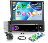 Hodozzy 6G+128GB Android 15 Autoradio 1 Din Bildschirm Ausfahrbarem mit Carplay Wireless Android Auto, 7 Zoll Touchscreen Navi GPS Radio mit WiFi, Bluetooth, FM/AM/RDS, DSP, USB und Rückfahrkamera