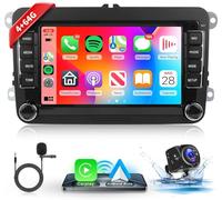 Hodozzy Android 4G+64G Autoradio für VW Jetta Passat Golf Beetle Tiguan Touran für Seat Altea für Skoda Polo Caddy mit CarPlay Android Auto Wireless, 7 Zoll Touchscreen mit Bluetooth Navi WiFi Kamera