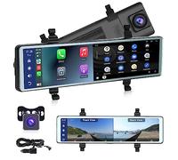 Hodozzy Kamera Auto Dash Cam Rückspiegel Carplay Wireless Android Auto, Bluetooth 11,26 Zoll Touchscreen IPS Bildschirm DVR Front Rückfahrkameras Nachtsicht WDR, Spiegel Dashcam Videoaufnahme FM AUX