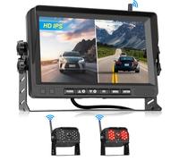Hodozzy Rückfahrkamera-Set 2 Kameras Digital Kabellos 7 Zoll IPS Bildschirm Monitor Wasserdicht IR LED Nachtsicht Dual Rückfahrkamera Funk Unterstützung Loop Aufnahme 12V-36V für LKW/Wohnmobil/Auto