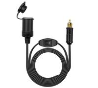 Hoembpn 90CM Europäischer DIN Stecker auf Standard Zigarettenanzünder Buchse Adapter Verlängerungskabel mit ON/OFF Schalter Wasserdicht 12V/24V für BMW Motorrad Wohnwagen Wohnmobil Auto