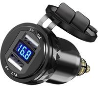Hojalis DIN Stecker Auf USB Adapter, DIN Steckdose Adapter Motorrad Mit Voltmeteranzeige, USB Dose Buchse Wasserdicht Zigarettenanzünder Ladegerät, Für 12V-24V Ducati, Triumph, BMW