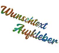 Hologramm Glitzer Chrom Wunsch Aufkleber Selbst Gestalten Heck Frontscheibe Regenbogen Effekt Folie Namen Spruch Low Car Wunsch-Text Tuning Sticker