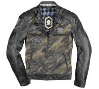 HolyFreedom Zero Camo Motorrad Lederjacke, schwarz/camouflage, Größe M