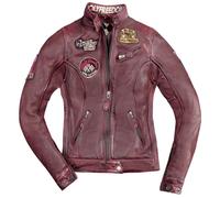 HolyFreedom Zero Damen Motorrad Lederjacke, burgunderrot, Größe M