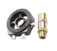 HOODANCOS Öltemperaturanzeige aus Aluminiumlegierung mit 3 Anschlüssen 1/8 Npt Ölfilter Sandwichplatte für Auto 2 Stück Kühlgerät für Motorölkühlung