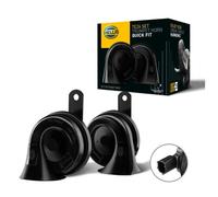 HELLA 3FH 012 010-141 Fanfare - HELLA OE-CONNECT HORN TE26 SET - 12V | 110dB(A) - 400Hz-500Hz - Hochton/Tiefton - elektrisch - ECE - Gehäusefarbe: schwarz - Stecker: Hyundai - Menge: 2