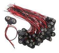 HOUDERCO 9v Batterieanschluss Einfache Installation 50 Stück T-förmiger mit Anschlusskabel aus Eisen und Pu Leder 6cm Leitungslänge für Selbstgemacht Batteriehalter Austausch