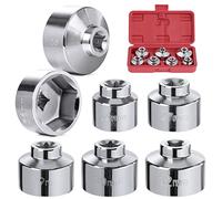 HSEAMALL Ölfilterschlüssel-Set, 3/8-Zoll-Kappe, Ölfilter-Steckschlüssel-Set, 24 mm - 38 mm, kompatibel mit BMW, Mercedes, VW-Papierpatronengehäuse, 7-teilig