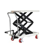 HTDRE Manuelle hydraulische Gabelstapler-Hebebühne, Mobile Hebebühne für Lagerfahrzeuge, tragbarer Wagen, klappbarer Scherenhubwagen (Tischplatte 905 x 500 mm, Höhe 1500 mm)