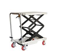 HTDRE Manuelle hydraulische Gabelstapler-Hebebühne, Mobile Hebebühne für Lagerfahrzeuge, tragbarer Wagen, klappbarer Scherenhubwagen (Tischplatte 905 x 500 mm, Höhe 1300 mm)