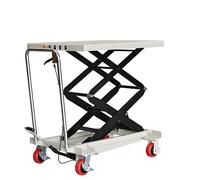 HTDRE Manuelle hydraulische Gabelstapler-Hebebühne, Mobile Hebebühne für Lagerfahrzeuge, tragbarer Wagen, klappbarer Scherenhubwagen (Tischplatte 900 x 700 mm, Höhe 1580 mm)