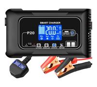 HTRC 12V/20A ＆ 24V/10A Autobatterie Ladegerät, Ladegeräte für Autobatterien, Batterieladegerät KFZ für Auto, Motorrad, Rasenmäher, Boot, Lithium, LiFePO4 und Blei-Säure(AGM, Gel, MF, EFB, SLA usw)