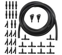 HUAZIZ 5 Meter Universal Scheibenwaschanlage Schlauch, Automotive Schlauch, Schwarz, Kunststoff, Scheibenwaschschlauch, Kit, 33 Teile, 2x Sprühdüse