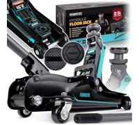 Humberg Wagenheber Hydraulischer Rangierwagenheber Auto Heber Niedrigprofil 2,5T 80-360 mm Rangierheber 2 Gummiauflagen Schwarz Blau