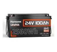 Humsienk 24V 100Ah LiFePO4 Lithium Batterie mit 100A BMS-Schutz, Max. 2560W Leistung, 15000 Zyklen, 10 Jahre Lebensdauer, Idealer Ersatz AGM Batterie, Perfekt für Wohnmobil, Caravan