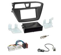 Hyundai i20 ab 2014 Doppel 2-DIN Radio Blende+Fach+ISO Adapter+Antenne Stecker
