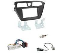 Hyundai i20 ab 2014 Doppel 2-DIN Radio Blende + ISO KFZ Adapter+ Antenne Stecker