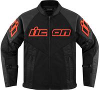 Icon Mesh AF Motorrad Lederjacke, schwarz/rot, Größe M