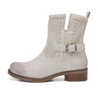 IF Fashion Stiefel Biker Motorradstiefel Damen perforiert mit Schnallen Frühling Sommer Kunstleder Jeans Optik GR-6656, 677 Beige, 38 EU