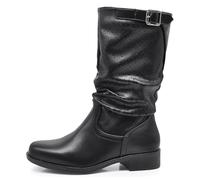 IF Fashion Stiefel Damen Biker Motorradstiefel Perforiert Frühling Sommer mit Schnalle LY70-4, 205 Schwarz, 40 EU
