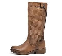 IF Fashion Stiefel Damen Biker Motorradstiefel Perforiert Frühling Sommer mit Schnalle LY71-5, Ly70 4 Leder, 39 EU